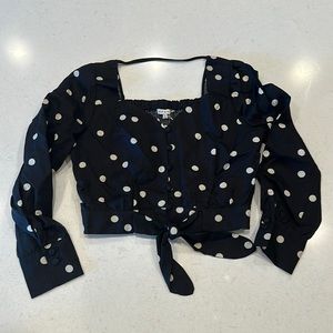 Moon River from Anthropologie women Crop Blouse - medium - Black/Crème